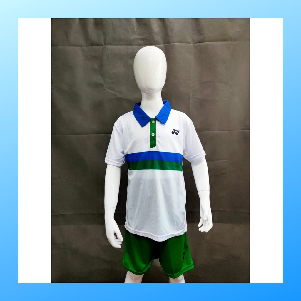 Kaos badminton anak jersey bulutangkis baju dan celana setelan t-shirt outfit seragam kostum olahraga pakaian apparel sport ST.Y2001 putih polos