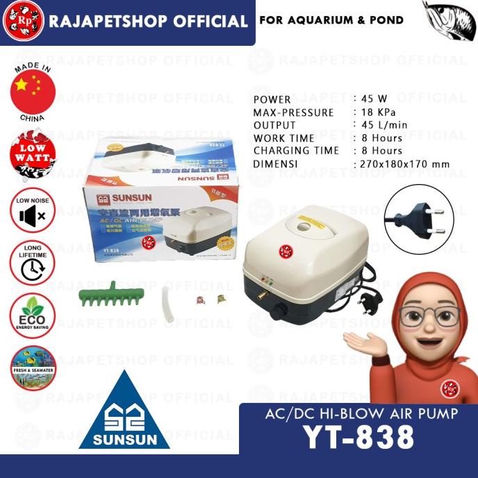 ( POMPA UDARA ) SUNSUN AC DC AIR PUMP YT 818 828 838 AERATOR KOLAM