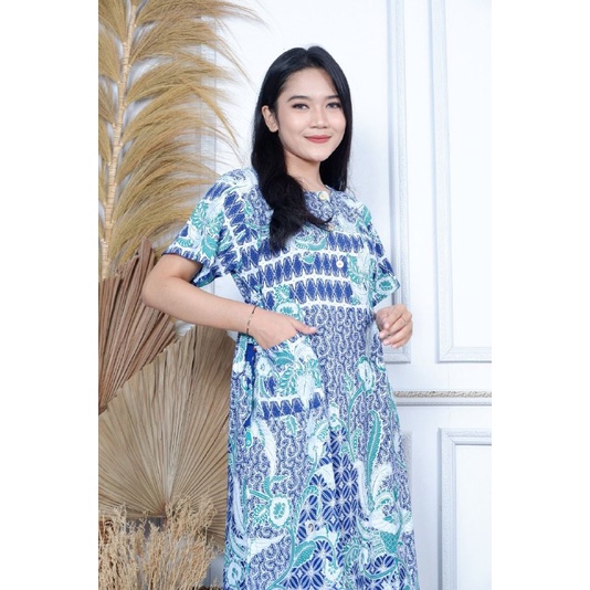 Daster Busui Kekinian Rayon Premium Jumbo / daster rayon premium Semata Kaki Biru muda 1