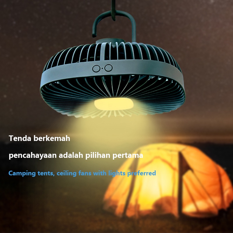 Kipas Angin Gantung Portable Dengan Lampu Led Untuk Camping / Lampu Kipas Berkemah / Hiking / Mobil Outdoor Camping USB Charging Small Ceiling Fan Dormitory Mosquito Net Ceiling Fan With Lamp Wall Desktop Fan