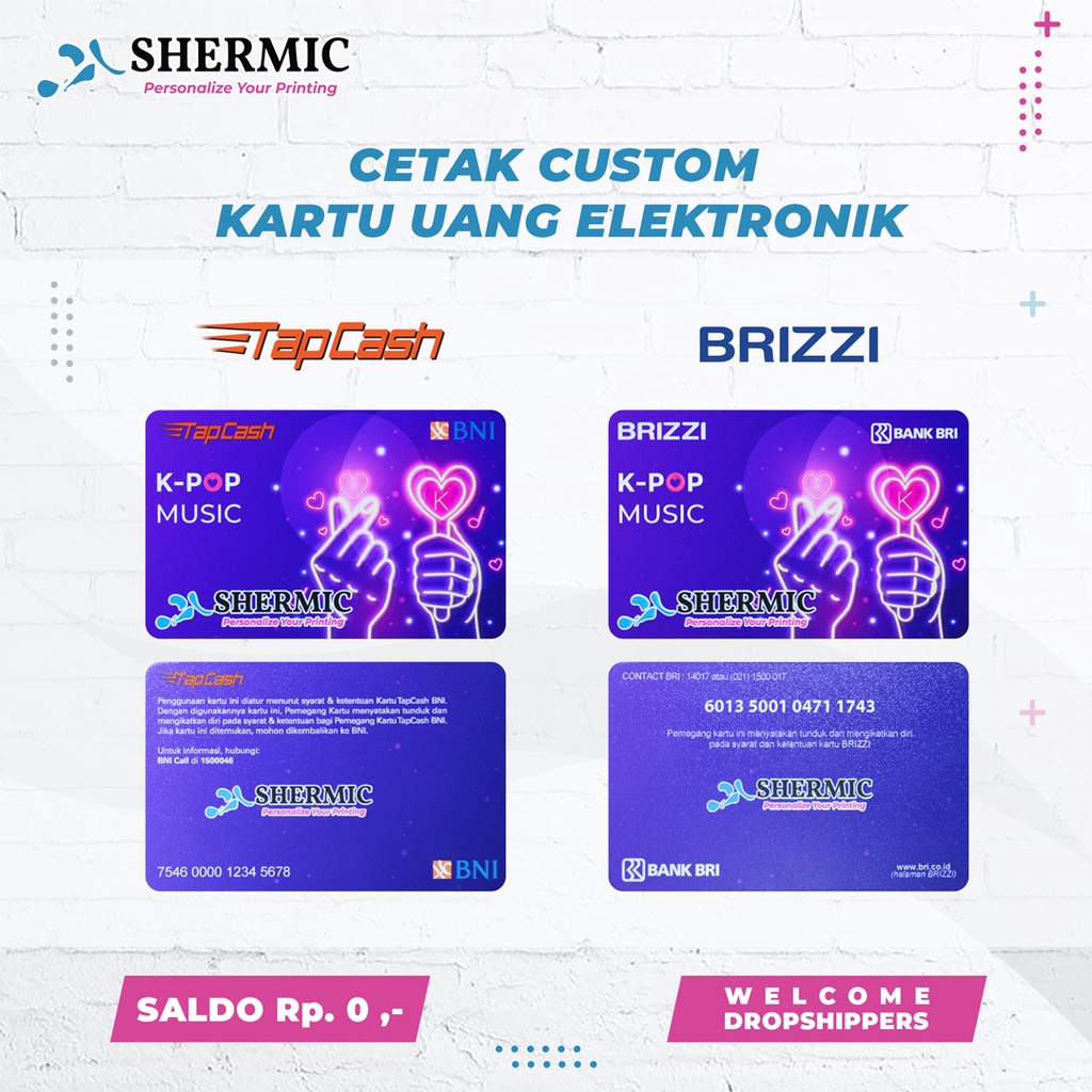 Cetak Custom Print UV BNI Tapcash BRI Brizzi Doff Matte