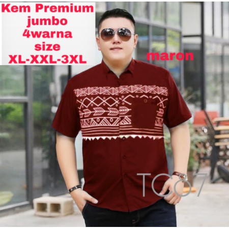 NEW KEMEJA PRIA JUMBO XXL XXXL 2XL 3XL LENGAN PENDEK FRANCE MARTINE MOTIF BATIK CORAK GARIS TITIK2