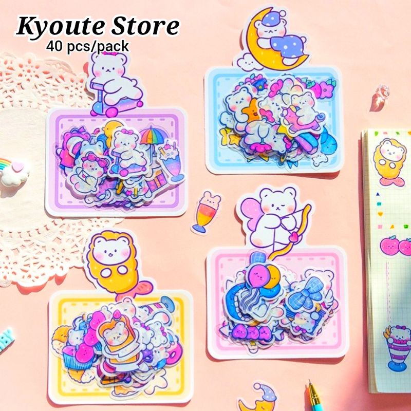 

40 pcs Sticker PVC Washi Cute Lovely Animal Bear Daily Life Journal Diary Scrapbook Deco