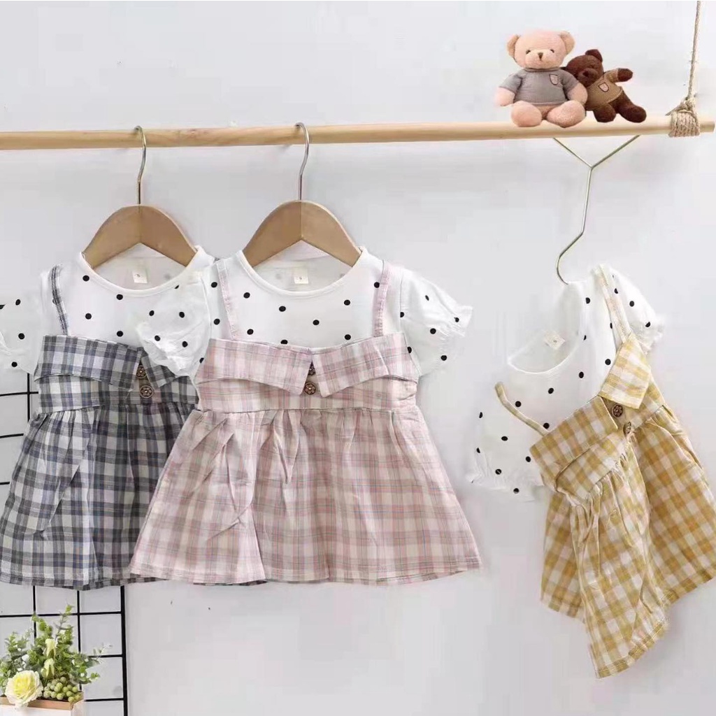 asli IMPORT ELIZA / NANAS / Rainbow Cat / Simple / Kucing Polka Peachy Lucky Cat Goose DRESS babeebabyshop baju bayi grosir baju anak murah terlaris