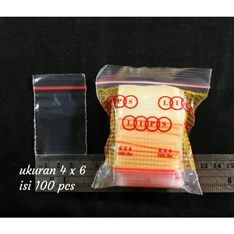 PLASTIK KLIP ZIPLOCK UKURAN 4 x 6 (100 pcs) 7x 10 (100 pcs) BRAND LIPS