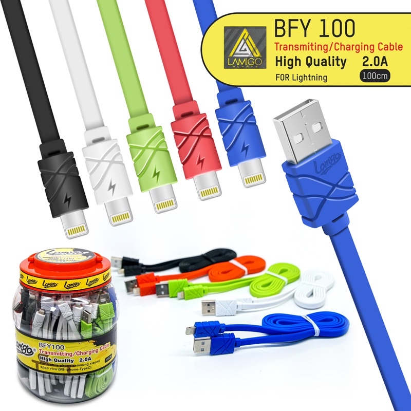 LA Kabel Data Lamigo BYF100 BFY100 2A TYPE C IPHONE LIGHTNING perpcs