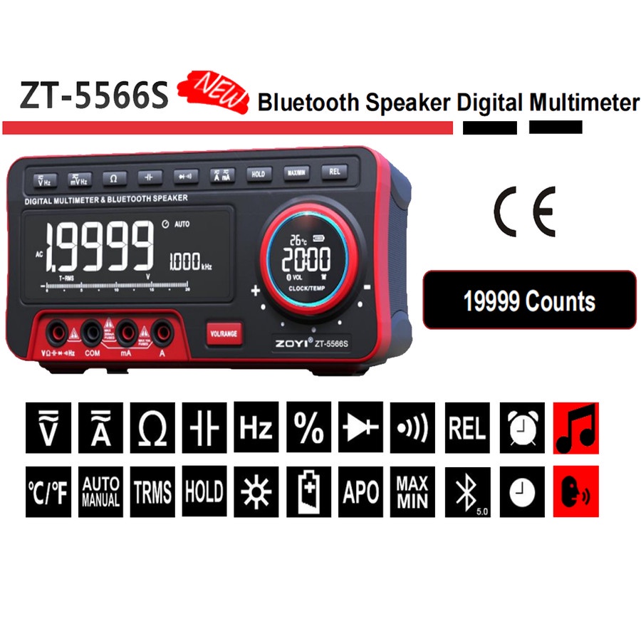 ZOYI ZT-5566S Multimeter Digital Avometer + Wireless Speaker Bluetooth