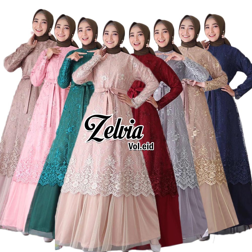 Gamis Pesta Busui Maxmara Brukat Tile Premium Zelvia