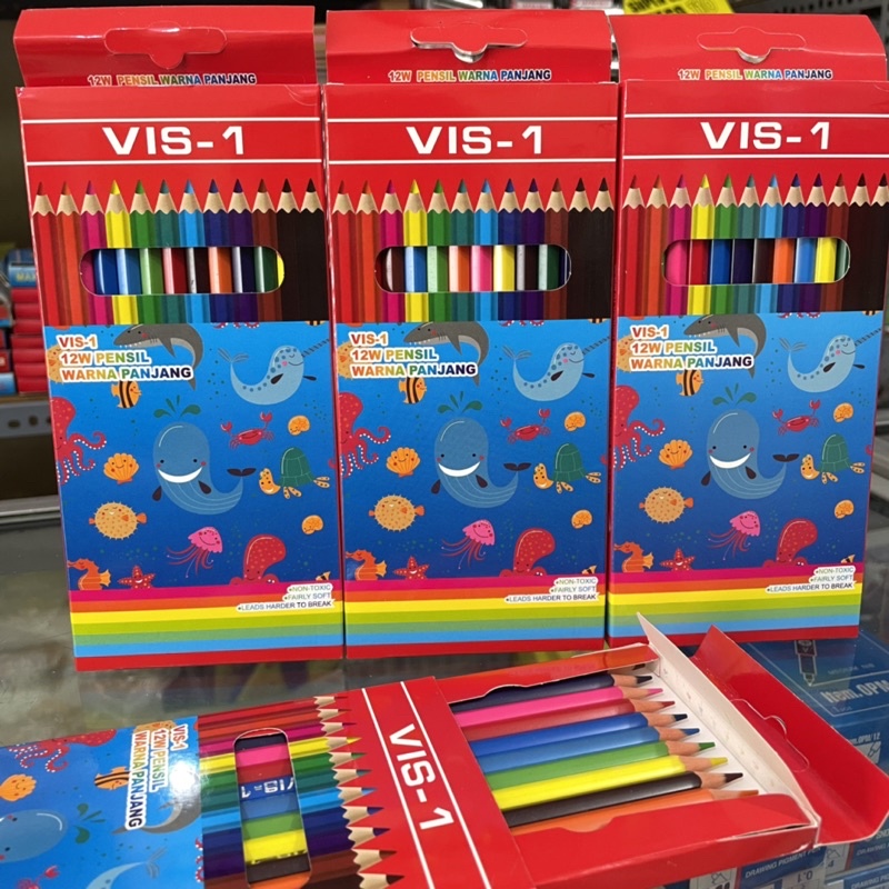 1Set Pensil Warna Perisai/ VIS-1/Montana/Van Art Panjang 12 warna- pensil warna panjang murah-1