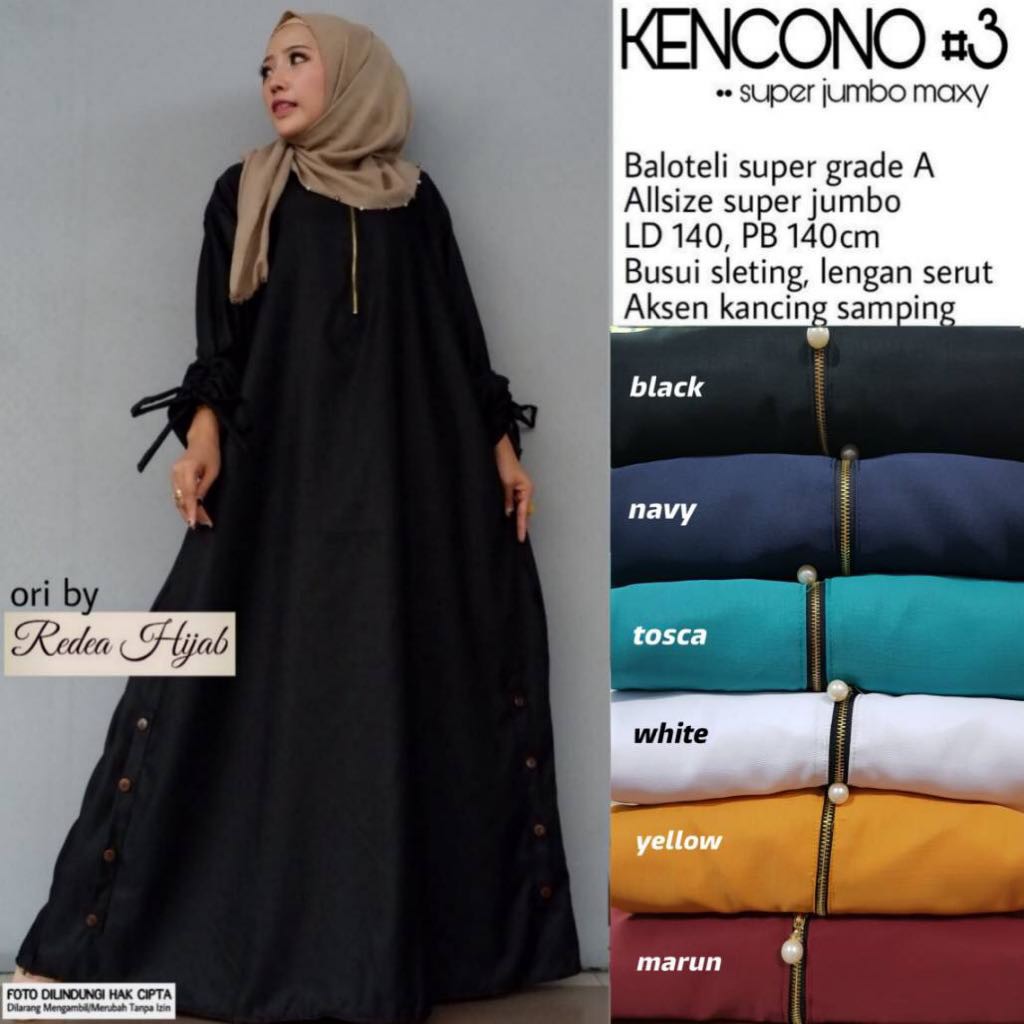 BIG SIZE  [ LD 130 ] XXXL Baju Dress Gamis Wanita Setelan Jumbo Muslim Hitam Kekinian Set Cringkle A