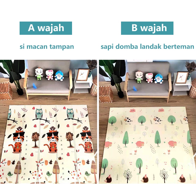 200×180cm MATRAS TEBAL BAYI / ANAK BELAJAR MERANGKAK & BERMAIN / MATRAS BAYI / MATRAS BUSA RAMAH LINGKUNGAN TIDAK BERBAU BISA DILIPAT KEPERLUAN ANAK BAYI DI RUMAH-A