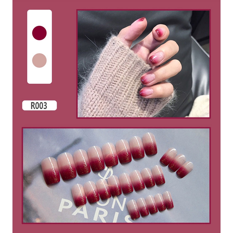 R001-r020 24pcs / box Kuku Palsu Full Cover Untuk Nail Art