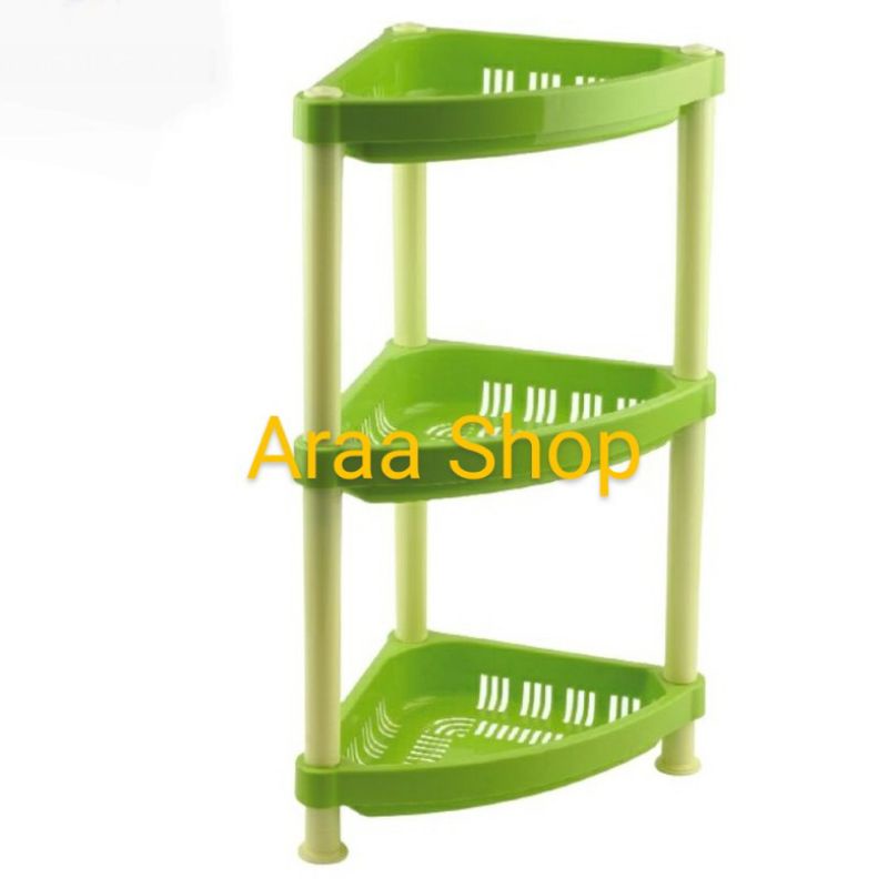 GOLDEN SUNKIST Rak Susun Segi Tiga Hijau RSS 9027-3 / Rak Sudut Serbaguna / Rak Kosmetik Bumbu Dapur