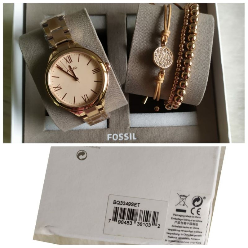 Jam Tangan Wanita Fossil BQ3349 BQ3543 SET Suitor Ladies Rose Gold Stainless Steel Strap