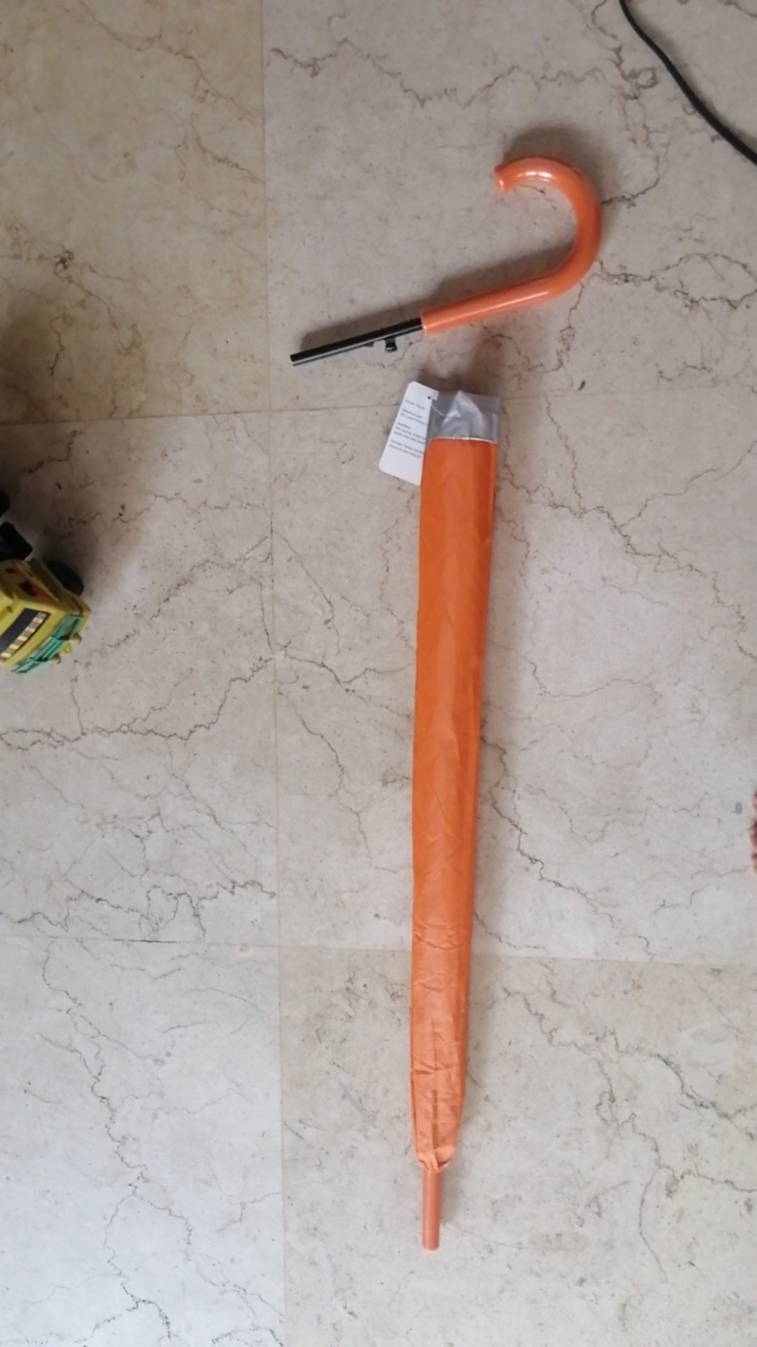 [polos] Payung Standar Gagang J Sarung Kain Lapis Silver - Orange