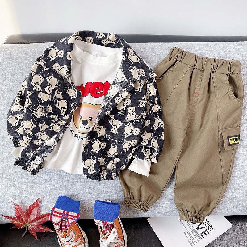 COD setelan anak laki laki import setelan 3pcs kaos kemeja celana panjang anak laki laki fashion import by korea setelan baju anak laki laki import baju anak laki laki fashion