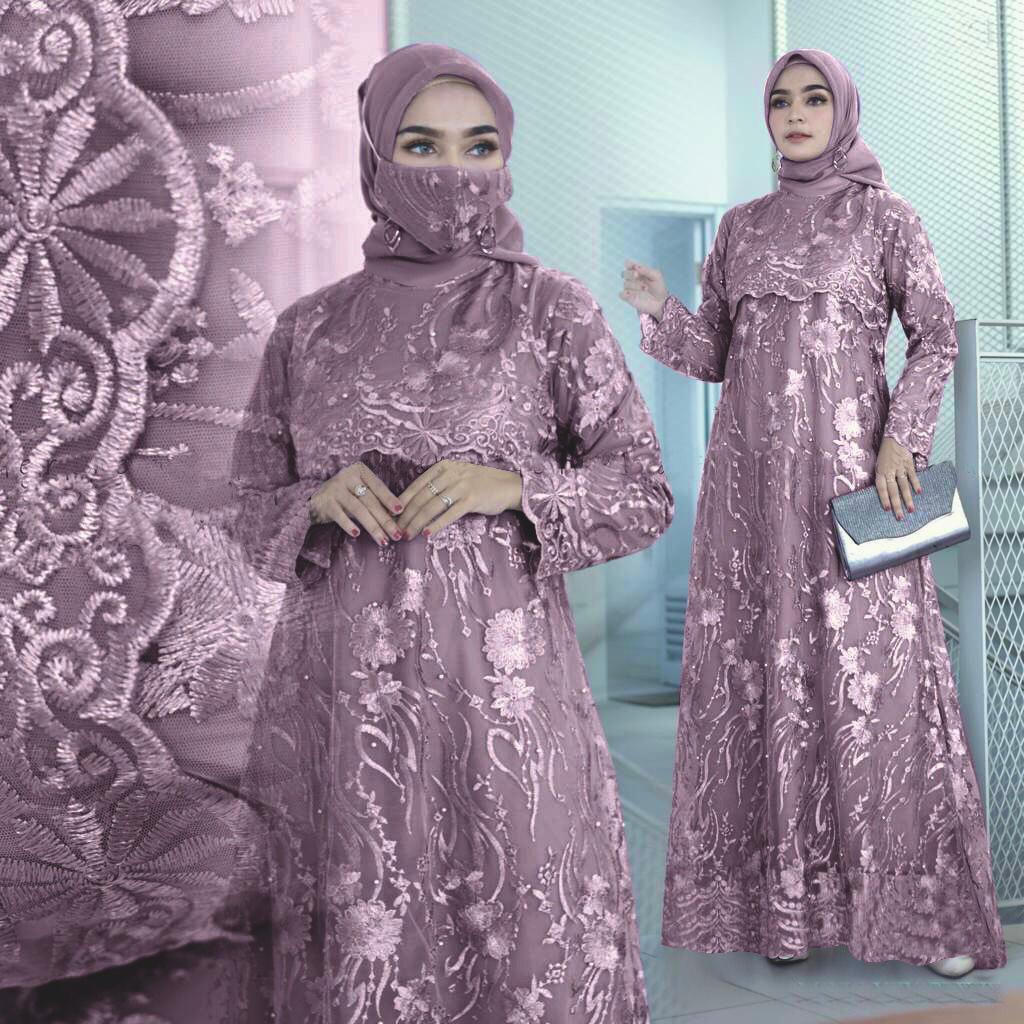 Gamis Pesta SORAYA Gamis Brukat Terbaru Maxy Seragam Remaja Dress Kondangan Keluarga