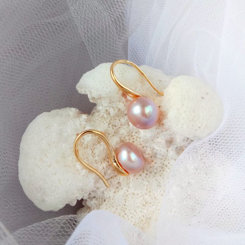Anting Wanita Model Sendok Mutiara Tawar Asli Bersertifikat || Anting klip || Anting mutiara asli ||