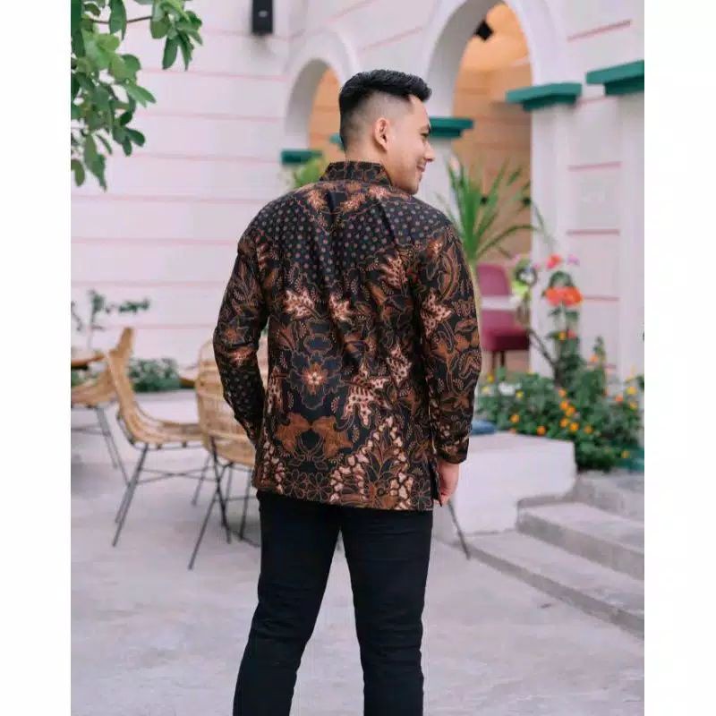 BATIK PRABU MESEM BATIK EXCLUSIVE WARNA HITAM BATIK PRIA LENGAN PANJANG C 41 KATUN HALUS PRIMISIMA