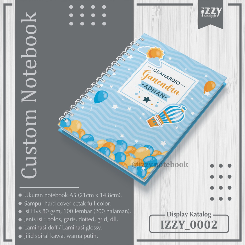 

[IZZY] Notebook Custom A5 Hardcover Tebal Spiral Lucu Catatan Keuangan Buku Custom Planner IZZY 0002