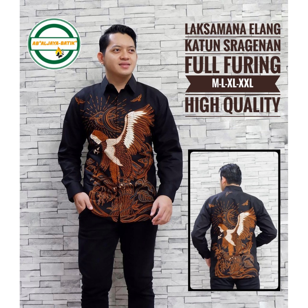 LAKSAMANA ELANG Kemeja Batik Pria Lengan Panjang Katun Halus FULL FURING Batik Aljaya