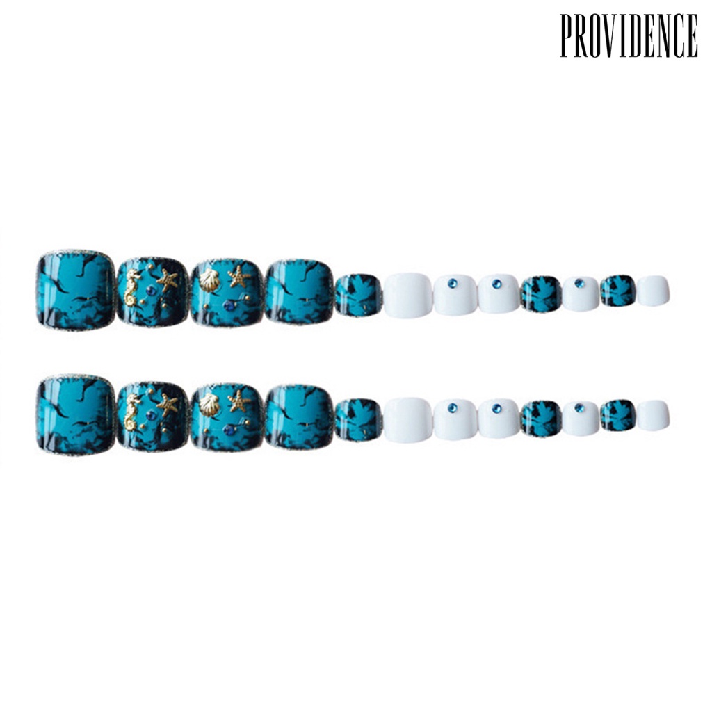 Providence 24Pcs Nail Patch Easy to Use Fadeless ABS Pedicure Fake Extension Tips for Women
