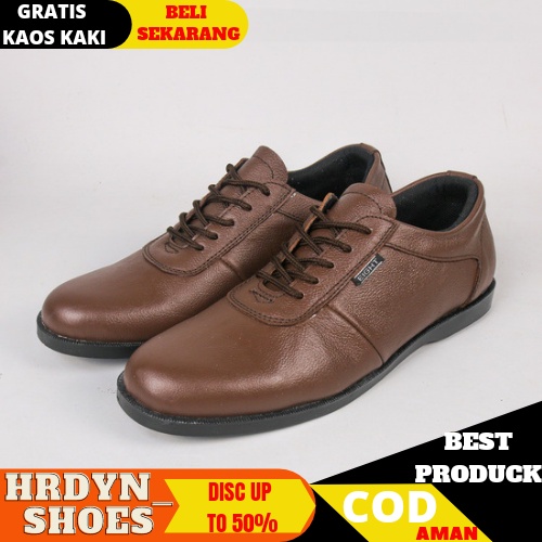 HDS X BROWN | EIGTH ELOK | SEPATU FORMAL TALI KULIT KERJA KASUAL KEREN COWOK PRIA ORIGINAL