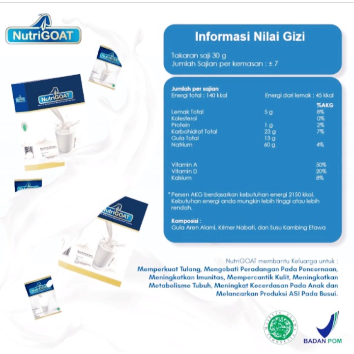 FREE Thinwall!!! NUTRIGOAT Renceng Isi 10 Sachet/ Susu Kambing/ Susu Kambing Etawa 30 Gr