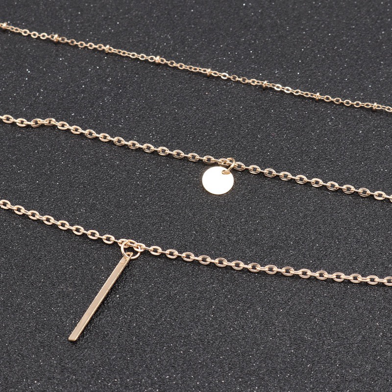 Kalung 3 Layer Liontin Necklace - Fashion Wanita Multi-layer Kalung Panjang