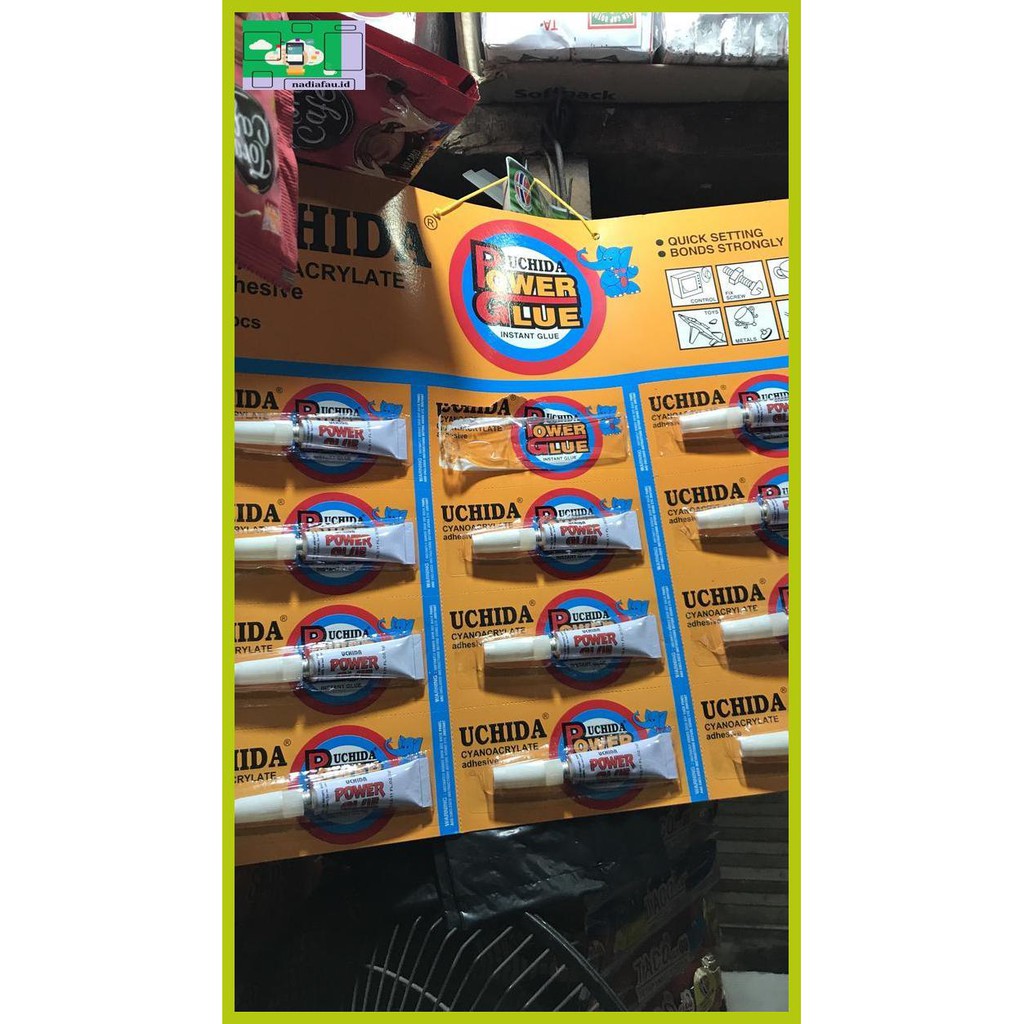 

R4E5Et- Power Glue Uchida 1 Lembar 12 Pcs Instant Lem Kayu Plastik Besi Murah Fyhf7T-