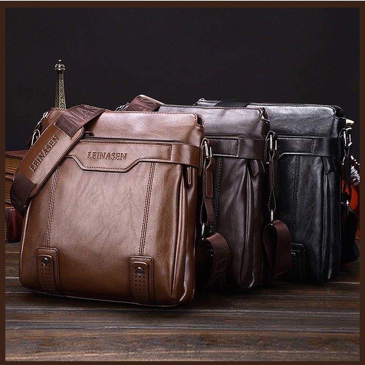 (KULIT ASLI) Rhodey Tas Selempang Messenger Crossbody Bag Pria free Dompet