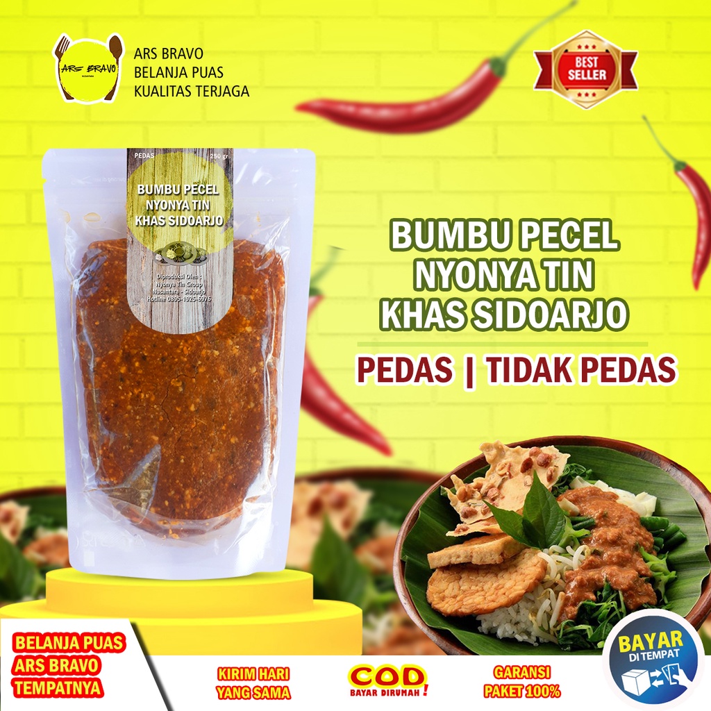 Nyonya Tin Bumbu Pecel Asli Sidoarjo Pedas Tidak Pedas 250 gram gr Home Made