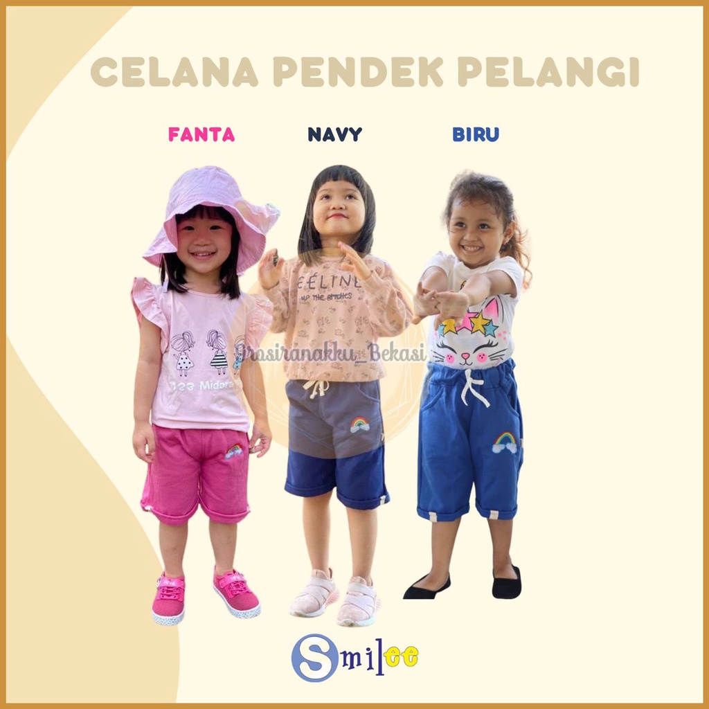 Celana Pendek Anak Pelangi Mix Warna Size 3-5 thn