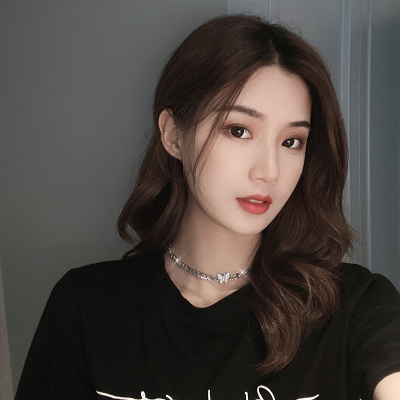 IFYOU Kalung Choker Desain Kupu-Kupu Warna Silver Gaya Vintage Untuk Wanita