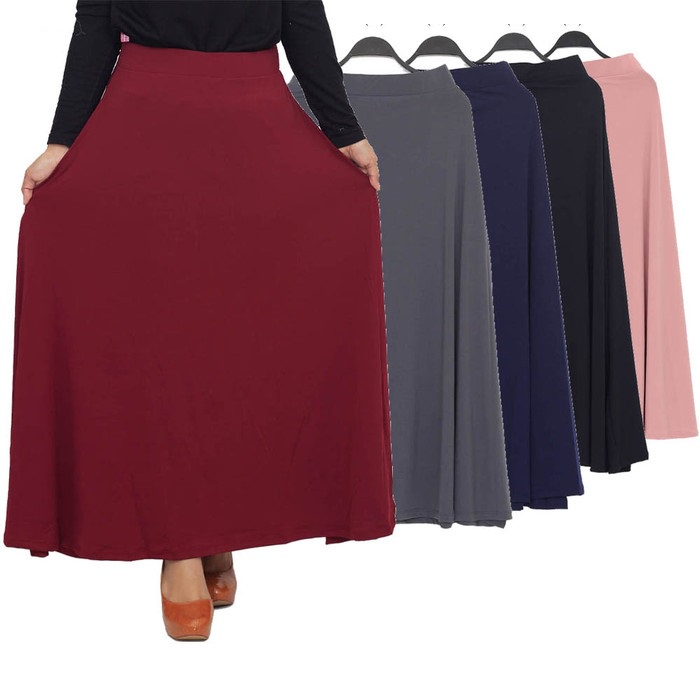 Rok Wanita Panjang Bahan Halus Adem Maxi Panjang Bahan Spandek muslimah skirt