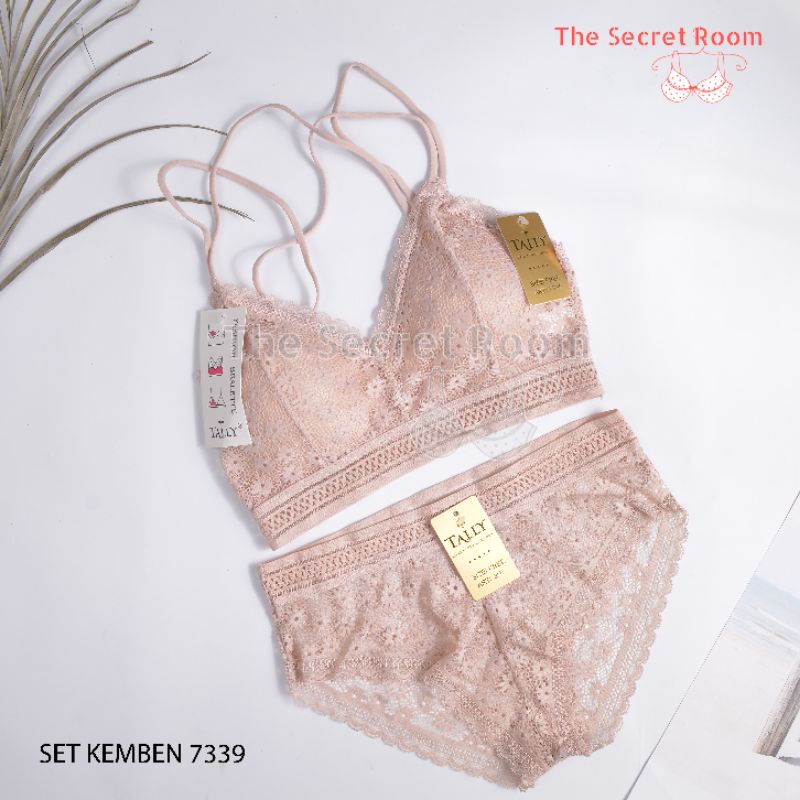 TALLY BRA BH CD SET KEMBEN BRALETTE RENDA 7339 | FREE SIZE | BUSA TIPIS | CUP B KECIL