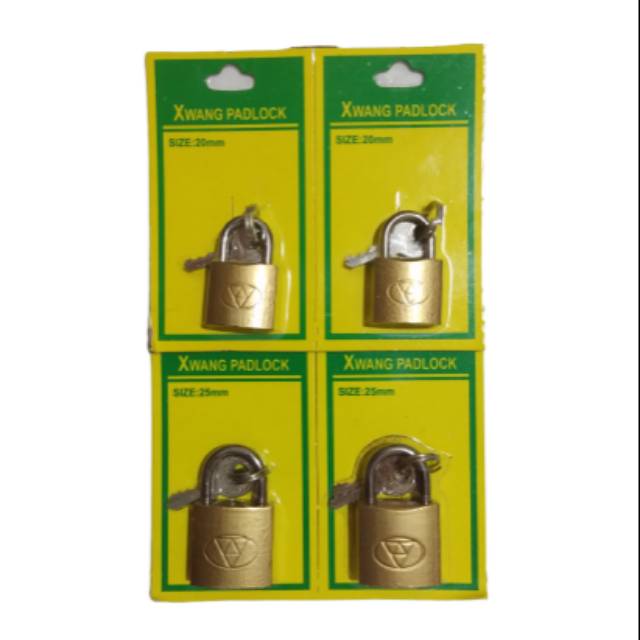 Gembok koper lemari tas laci travel bag 20 mm / 25 mm kuning xwang padlock murah