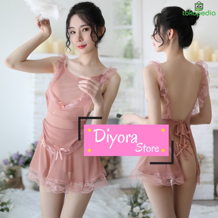 lingeries hot sexy big size jumbo lingery murah cosplay baju tidur 28 - Cream