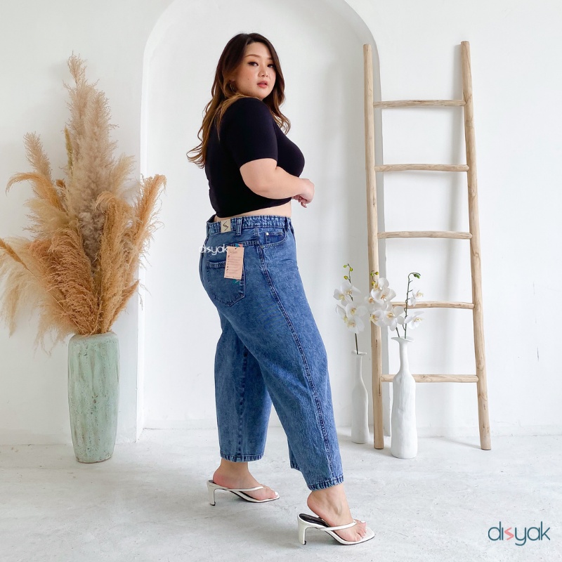 DISYAK - JUMBO Kulot Curvy High Waist Non Stretch Blue Snow 922