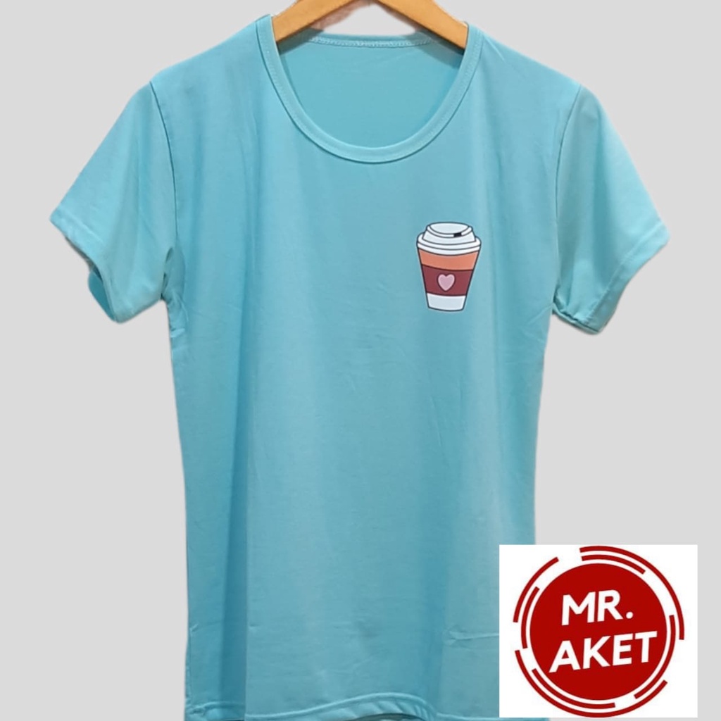 Promo murah meriah !! Kaos O Neck wanita lengan pendek motif logo printing ukuran L. XL  harga murah  meriah