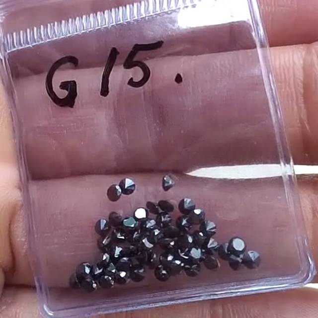 Natural Black Diamond, berlian hitam asli, berlian eropa (bukan intan banjar), ukuran gugur 15