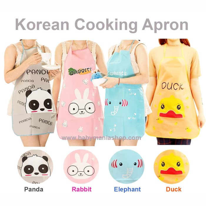 Apron Celemek Masak Karakter Lucu Waterproof / Anti Air