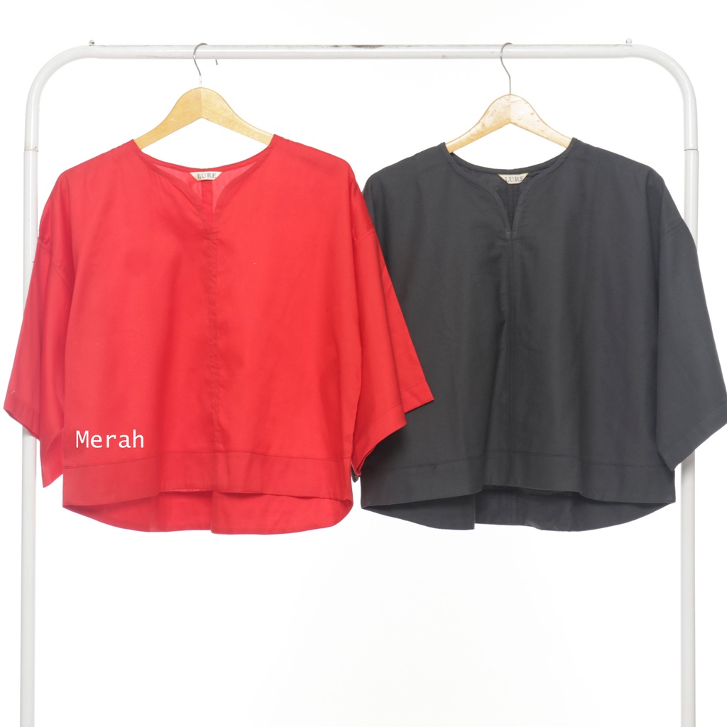 Baju Atasan Wanita Blouse  Abu Tua Wanita Dropshoulder by iwearlure