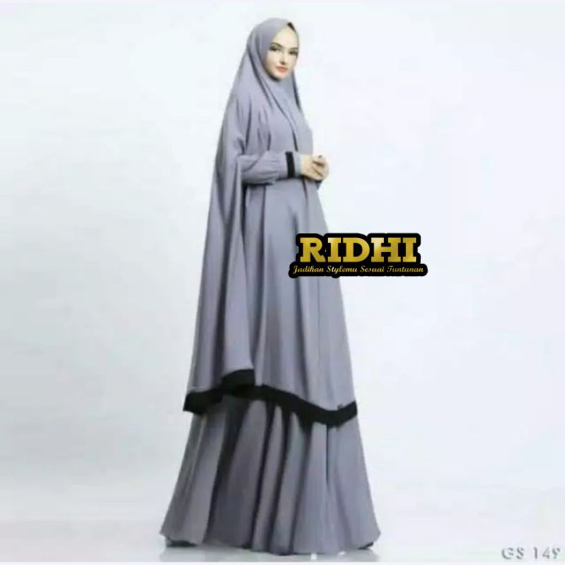 Set Setelan Gamis Syari Tazkia Khimar lengan bolong Toko Ridhi
