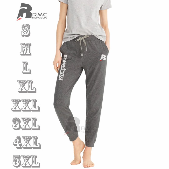 RMC Republic - Jogger Pant Big Size - Celana Jogger Wanita Jumbo - Ori - S, Hitam