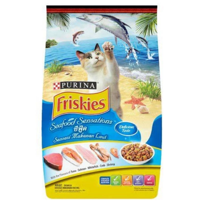 makanan kucing friskies seafood adult 7 kg grab&amp;gojek