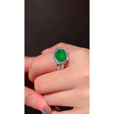 natural [JADEITE JADE GIOK BURMA TIPE C WITH RING SILVER] giok burma tipe c emban cincin wanita ring