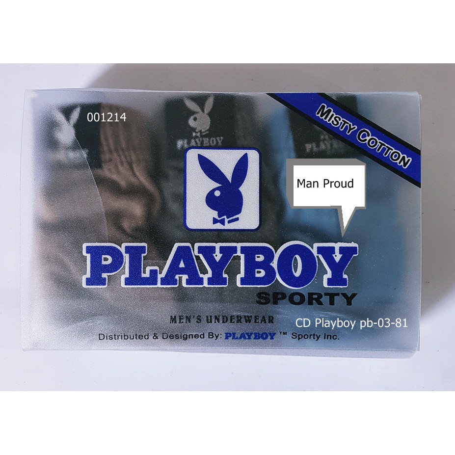 1 Box 3 Pcs Celana Dalam Playboy - Celana Dalam Pria Dewasa - Kotak Silver Biru