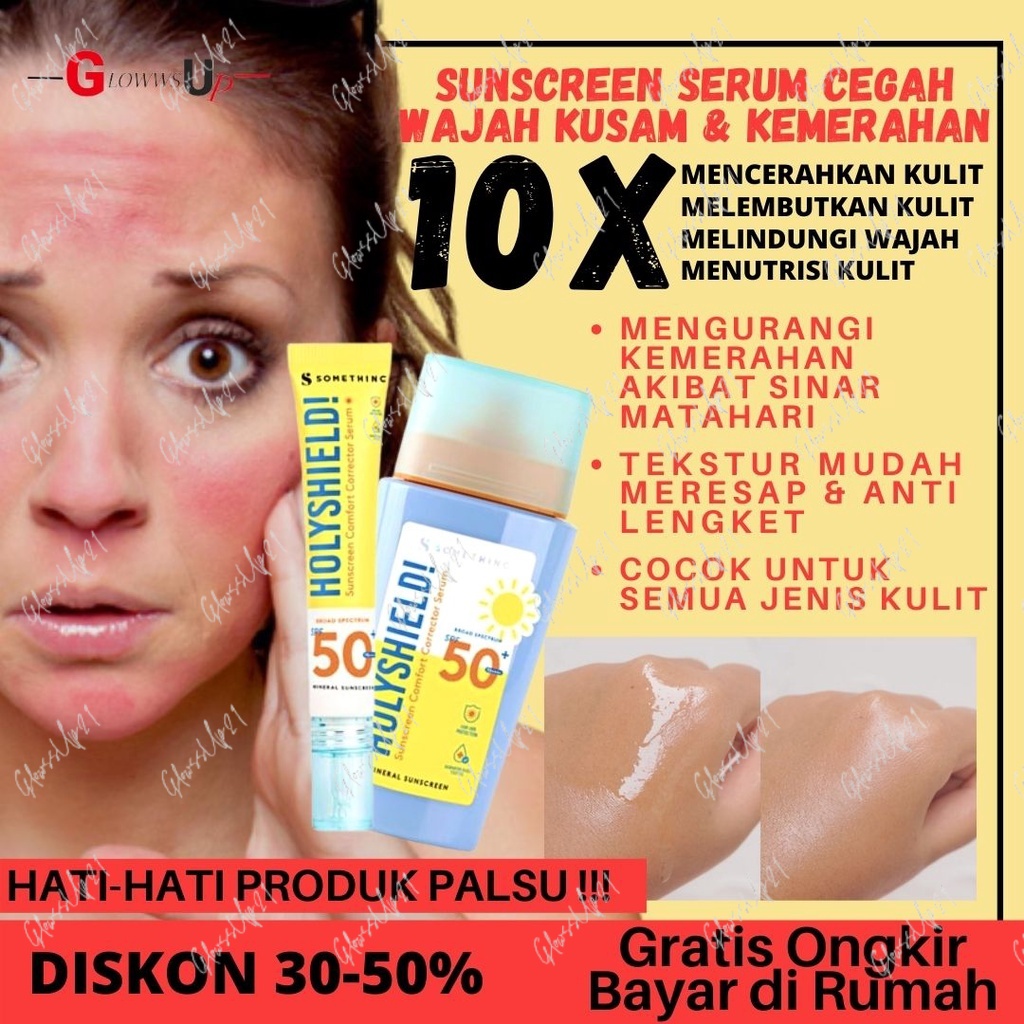 Serum Wajah Anti acne SOMETHINC Holyshield Sunscreen Comfort Corrector Serum SPF 50+ - 15ml Perawatan Wajah