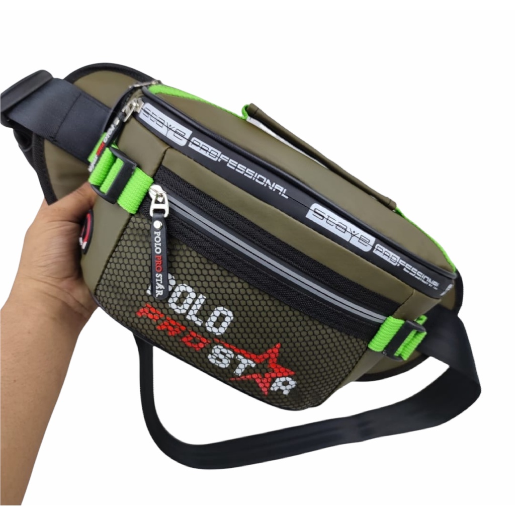 Waistbag Sporty Waterproof Tas Pria Tas Pinggang Anti Air Polo Prostar Tas Selempang Bahu